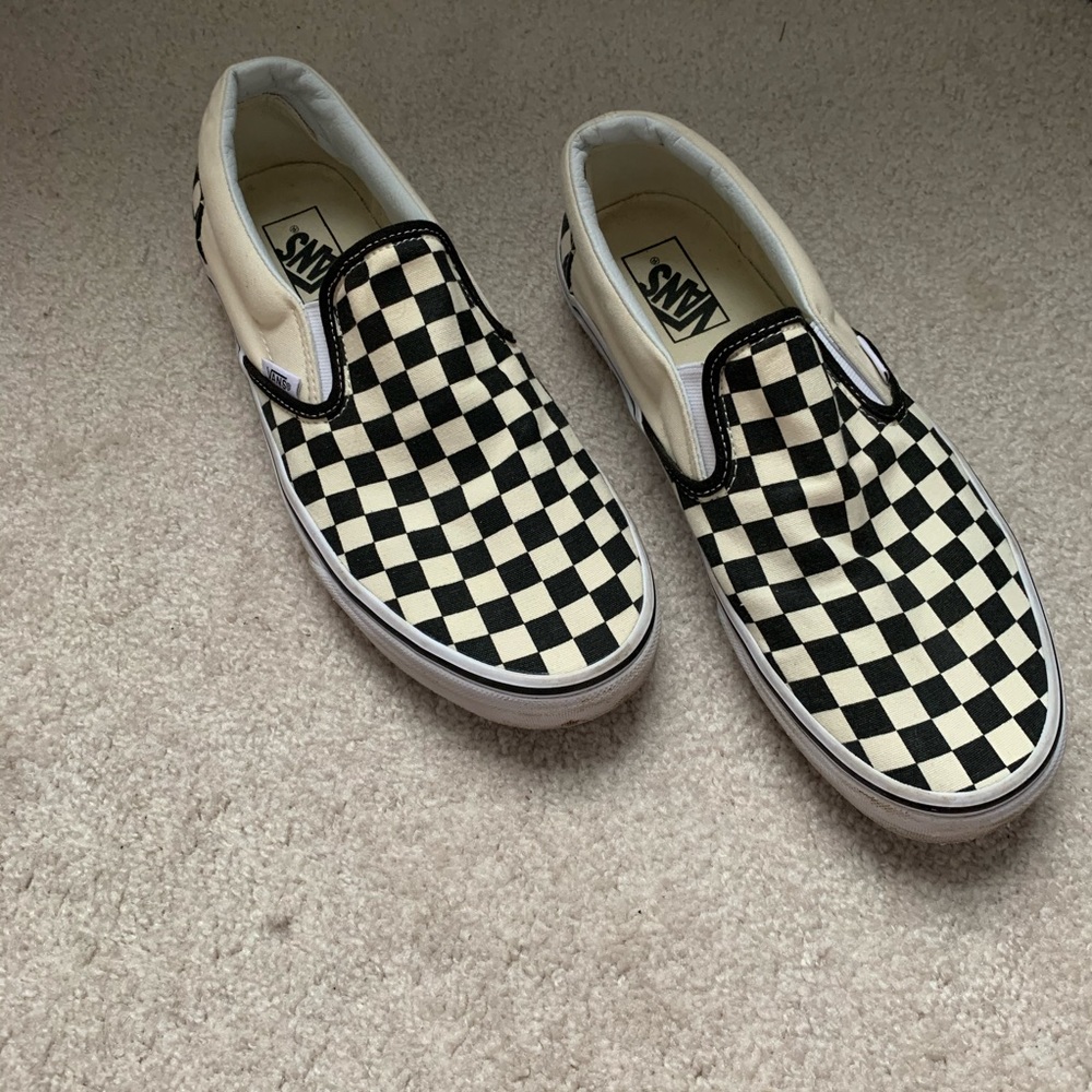 Vans classic checkerboard slip ons